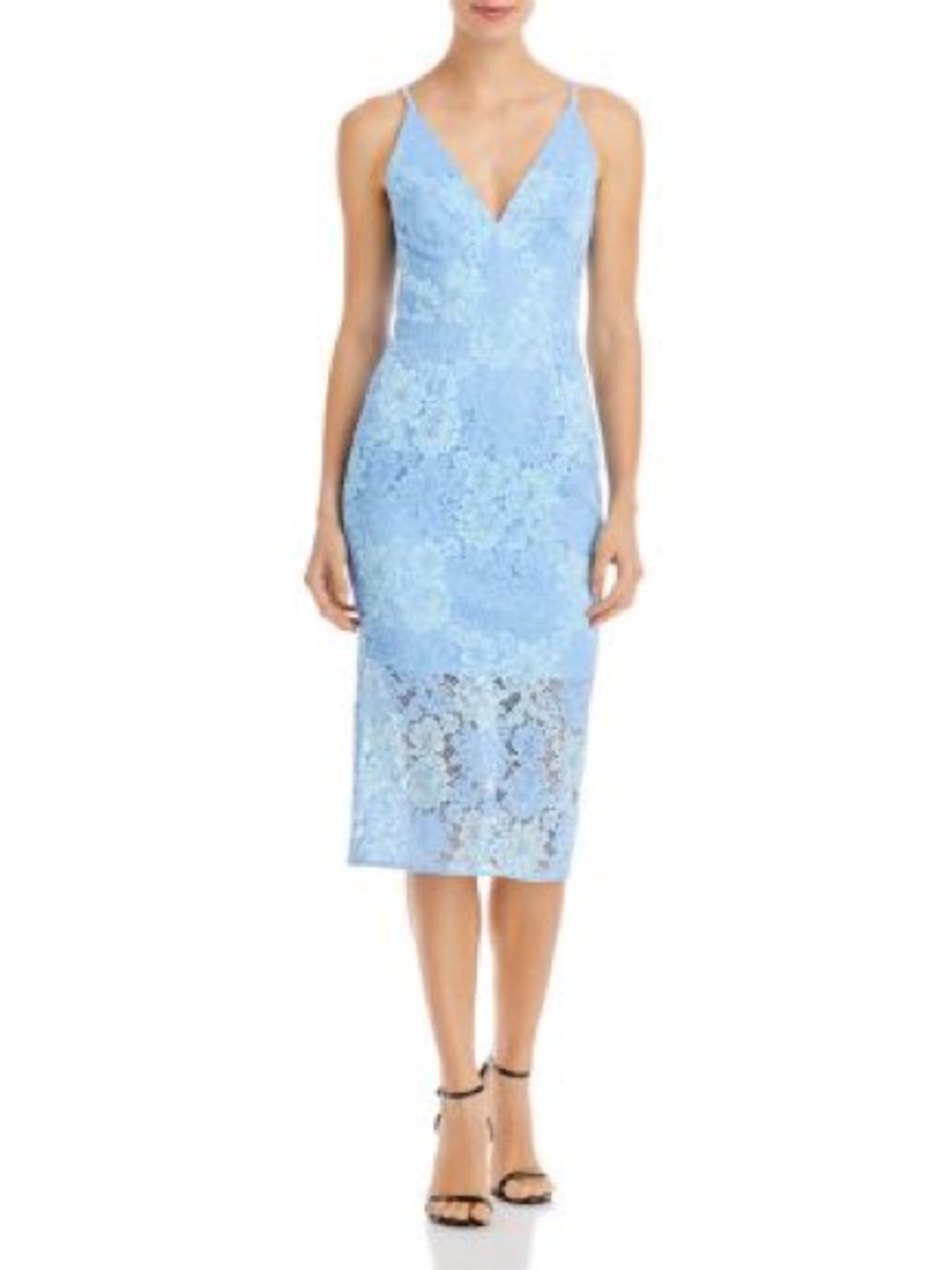 Dress the Population Aurora Sleeveless Plunge Neck Bodycon Midi Dress